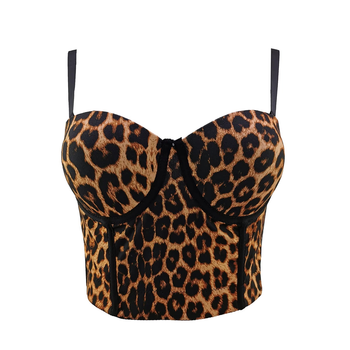 2023 New Women Camisole Top Leopard Printing Stretch Crop Top Underwired Bustier Bra Night Club Party Tank Tops Female Top