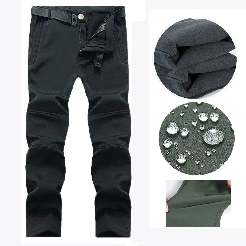 Men'S Winter Softshell Tactical Waterproof Jackets Male Hood Coat Combat Fishing Hiking Camping Climbing Skiing Pants Trousers