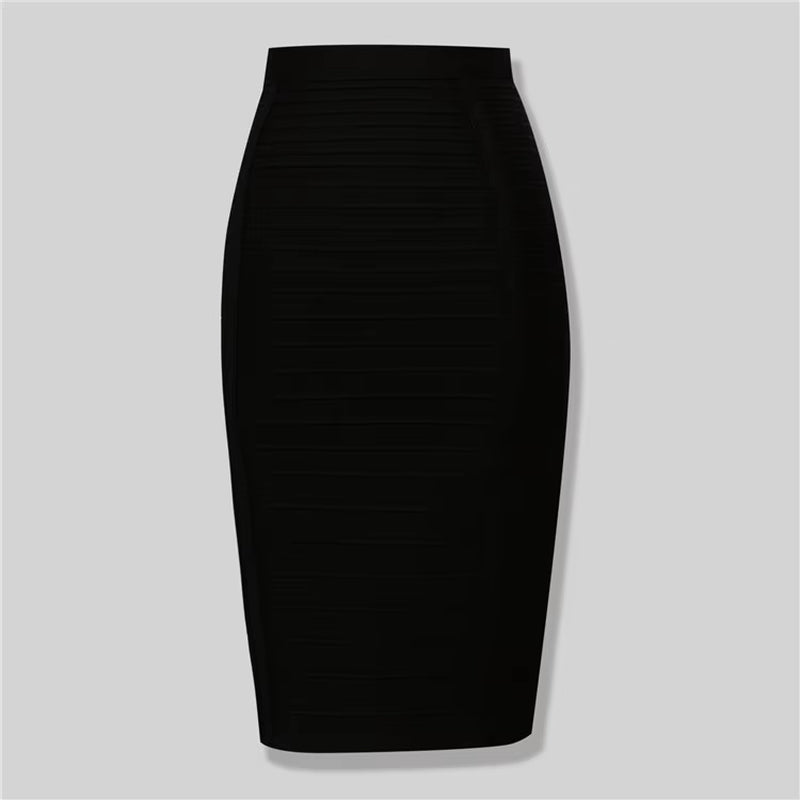 High Quality Black Red Blue Orange Zipper Bodycon Rayon Bandage Skirt Day Party Pencil Skirt